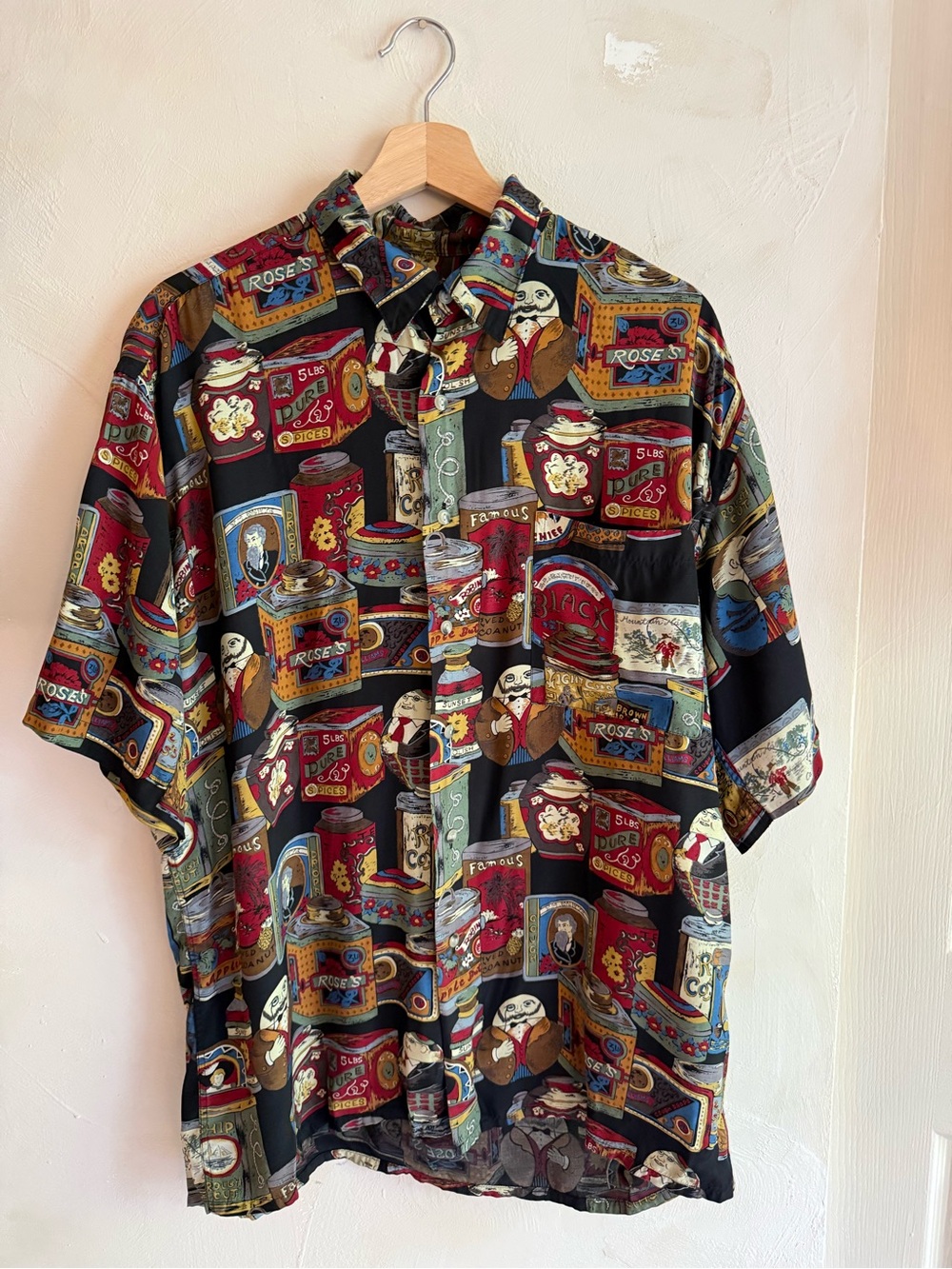 Burma Bibas | Vintage | Novelty Print | Button-Down Shirt Black | Large